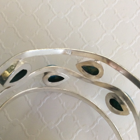 Sterling Silver 925 Caribbean Larimar Cuff Bracelet - Picture 6 of 6